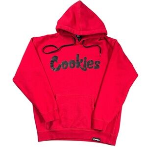 Cookies Red Pullover Hoodie Black Spelled Out Logo Fleece Streetwear Men’s M